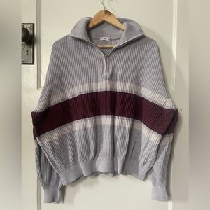 TNA oversized Striped Cotton Half zip